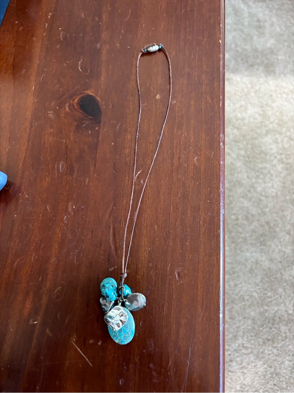 Turquoise Stone Pendant Necklace - Unbranded